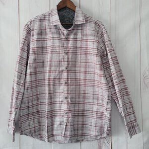 Taso Elba Men’s XL Button Front 100% Textured Cotton Long Sleeve Shirt, EUC